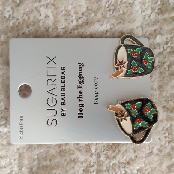 Sugarfix Baublebar Hog the Eggnog Earrings NWT - Picture 1 of 7